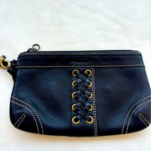 Coach black small lace up pouch